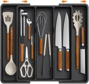 Utensil Drawer Organiser Expandable Large Cutlery Tray for Kitchen Adjustable