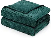 Wemore Minky Dot Weighted Blanket for Adults King Size 15 lbs, Soft Cozy Heavy Blanket for Bed and Couch, Breathable Blanket for All-Season with Glass Beads, Dark Green 80 x 87 inches