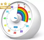 Visual Timer 60-Minute Countdown Classroom Office Silent Pomodoro Timer White