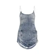 [Diesel] Diesel-Blue De-Dra-Short-Fsg Lyocell Mini Dress-Donna S STAND