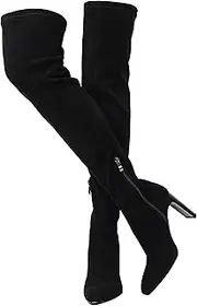 [VOMIRA] Thigh High Boots for Women Suede Boots Square Toe Black Boots Chunky High Heels Side Zipper Stretch Boots Over the Knee Boots for Women Fall Winter Long Boots