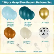 136Pcs Grey Blue Balloon Garland Arch Kit Reusable Birthday Balloon Set binnH