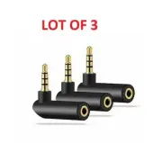 (3 Pack) LANMU Audio Adapter3.5mm 90 Degree, Female to Male, Right Angle