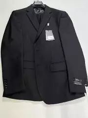 Mens Angelo Rossi Black Hand Tailored Two Button Flat Front Suit 38R NEW