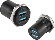 PENGLIN 2PCS Dual Ports USB 3.0 Panel Mount Connector, Dual USB 3.0 Data Transfer and Charging Socket Female to Female, USB Pass Through Extension Adapter