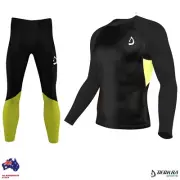 Mens Compression Tights Skin Fit Base Layer Cycling Gym, Running Yoga Tights Set