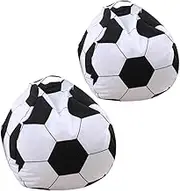 DINHEAROM Plush Toy Storage Bag Bean Bag Chair Organizer Soccer Ball Shape Soft Easy to Clean for Boys and Girls' Room Storage