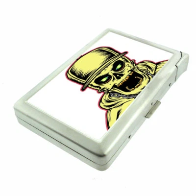 Skeletons D3 Cigarette Case with Built in Lighter Metal Wallet Death Skull