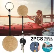 Floating Cork Keychain 53mm Floatable Wooden Ball Key Chain Floating Cork teQzf