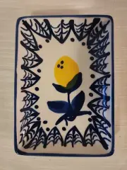 Minnetonka Soap Dish, blue pattern, yellow lemon
