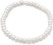 [JewelryWeb] White Freshwater Cultured Pearl Stretch Bracelet-Stretch-Bracelet for Women