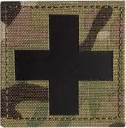 [SUVIYA] 2x2 inch Infrared IR Reflective Medic Red Cross MED Medical EMS EMT Tactical IFAK Patch with Hook/Loop (Multicam), Multicam, 2x2 inch