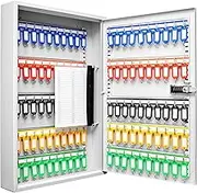 Barska Adjustable Key Cabinet Lock Box with Colorful Key Tag Labels - 100 Position - Combination Lock - Gray