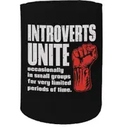 Alcohol Stubby Holder - Introverts Unite - Funny Novelty Birthday Gift Joke Beer Can Bottle