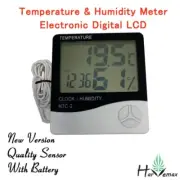 HYGrow Meter Electronic Digital LCD Clock Temperature Humidity Sensor Lead