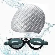 Swimming Goggles, No Leaking Anti-Fog Crystal Clear Vision Triathlon Swim Goggles for Adult Men Women Youth Teens with Swimming Caps