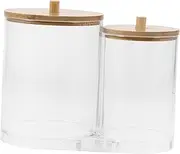Healeved Make up Box Organizer Cotton Swab Holder Acrylic Cotton Ball Case Toothpick Box Makeup Sponge Holder