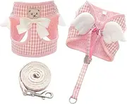 IUOUTG Cute Girl Dog Harness Leash Set with Wings and Metal Adjustment Clips No Pull Easy Control Handle for Small Dogs Cats