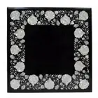 18" Square Black Marble Center Coffee Table MOP Stone Patio Luxury Hallway Decor