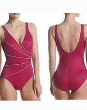 MIRACLESUIT Cherry Horizon Tummy Control 1 Piece Bathingsuit Swimsuit Sz 18 NWT