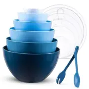 Mixing Bowls with Lids Set, 14 Pieces Plastic Nesting Bowls Includes 6 Prep