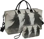 [YXYZRMY] Gothic Witchs Back Travel Duffel Bag Gym Bag Sports Tote Bag with Multiple Interior Pockets Shoulder Weekender Bag for Women Men with Toiletry Bag 20.5”x 7.9”x 13.8”, Multi-Colored, one size