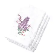 3x Pilbeam Living Cotton 32cm Lilac Bouquet Face Washer Cloth Hand Towel White