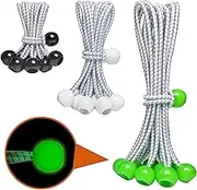 YELIER 30-Piece Ball Bungee Cords, A Bungee Cord with a Ball Comes in Three Sizes: 4 "6" 9", UV Resistant, Antioxidant, Secure Tie Down. (30, Black, White, Green)