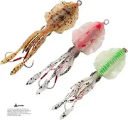 Squid Jigs Hooks Fishing Saltwater Ultimate Squid Lures Soft Luminous Octopus Trolling Artificial Rigged Bait with Hook Octopus Jig 3pcs