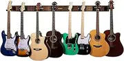 STRICH Guitar Wall Mount Hangers for Multiple Guitars, Holds 8 Guitars, Walnut Wood Grain, Strong Metal Guitar Stand Rack Bass Holder, Adjustable Instruments Display Set, SMH-08W
