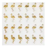 Harman Flamingo Gold Foil Cocktail Beverage Paper Napkins, 20-ct