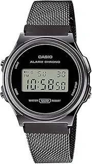 [Casio] DIG VINTAGE SERIES S/WATCH, ALARM,WR BLK LCD,SILV MESH BAND