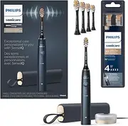 Philips Sonicare DiamondClean Prestige 9900 Rechargeable Electric Toothbrush with SenseIQ, 5 Premium All-in-One Brush Heads, Plaque Removal, Gum Care, Whitening, Midnight, BD9002AZ