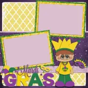 NEW ORLEANS MARDI GRAS KIDS - 2 Premade Scrapbook Pages - EZ Layout 758