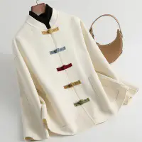 在飛比找蝦皮商城精選優惠-民族風外套女新款高級設計感小眾盤扣流行大衣