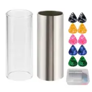 1 Glass Slide, 1 Steel Slide and 1 Golden Guitar Slide, 10 Pcs Guitar Picks