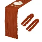 2Pcs Rust Red Cheesecloth Table Runner 35.4" x 118" Rustic Gauze Table Runner