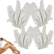 Garshana Gloves Raw Silk, Raw Silk Gloves Garshana for Massage, Exfoliating Bath Massage Scrubbing Glove, Spa Bath Scrubbing Dry Brushing Gloves for Women & Men (4PC)