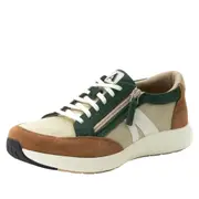 Alegria Womens Sneakers Eazeer Black Out Vegan Leather Shoes w/ Zip in Nomad