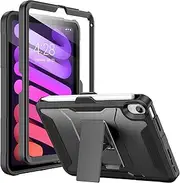 [Soke] Case for iPad Mini 7 (A17 Pro) 2024/ Mini 6 2021 8.3 Inch,with Built-in Screen Protector and Kickstand, Rugged Full-Body Protective Cover for Apple iPad Mini 7th/6th Generation - Black