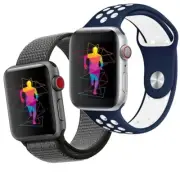Compatible w Apple Watch Strap 41MM42MM44MM45MM46MM49MM Milanese/Sport-Grey/Blue