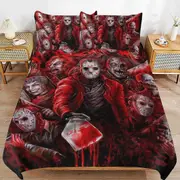 a1391 Jason Voorhees Duvet Cover Set, 3 Piece Bedding Set 86x70" Double Sided Printing Decorative Comforter Cover Set (1 Duvet Cover + 2 Pillow Shams)