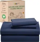 100% Organic Cotton King Size Sheet Set, Deep Pocket Percale Sheets, GOTS Certif
