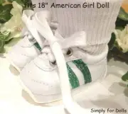 WHITE & GREEN Sparkle Striped Sketcher Sneakers fit 18" American Girl DOLL SHOES
