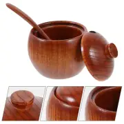 Wood Salt Container Kitchen Spice Jar Wear-resistant Condiment