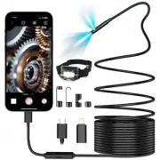 Dual-Lens Endoscope Camera with Light,Borescope with 8 Adjustable LED Lights ...