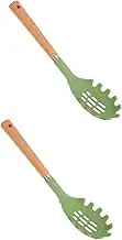 OKUMEYR 2pcs Noodle Fork Spaghetti Server Silicone Pasta Spoon Stainless Steel Fork and Spoon Set for Restaurant Use