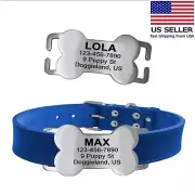 Custom Slide On Bone Dog Tag Silent Pet ID Collars Engraved Stainless Steel Dog