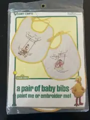 Vintage Vogart Crafts Sesame Street Embroidery Kit Baby Bib Bert Ernie