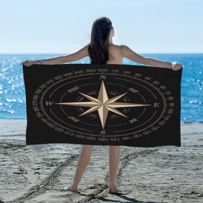Compass Rose Beach Towel Oversized Quick Dry Beach Blanket Microfiber Sand